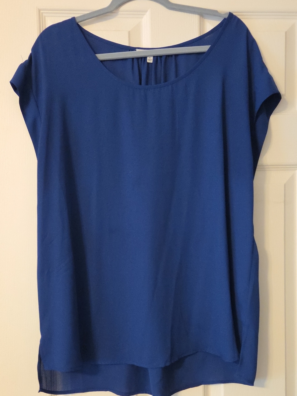 DR2 Women's Cobalt Blue Scoop Neck Cap Sleeve Blouse
